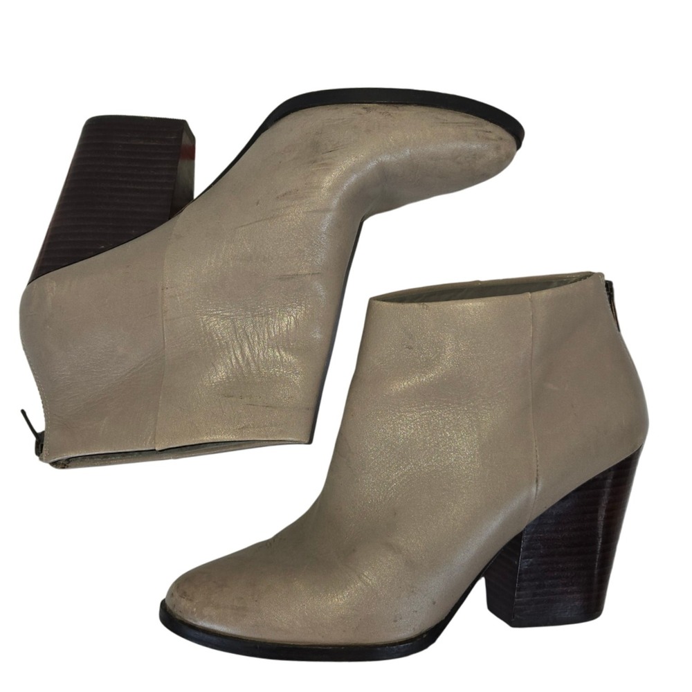 Cole Haan Women's‎ Leather Heeled Booties, Block Heel Ankle Boots Size 9.5